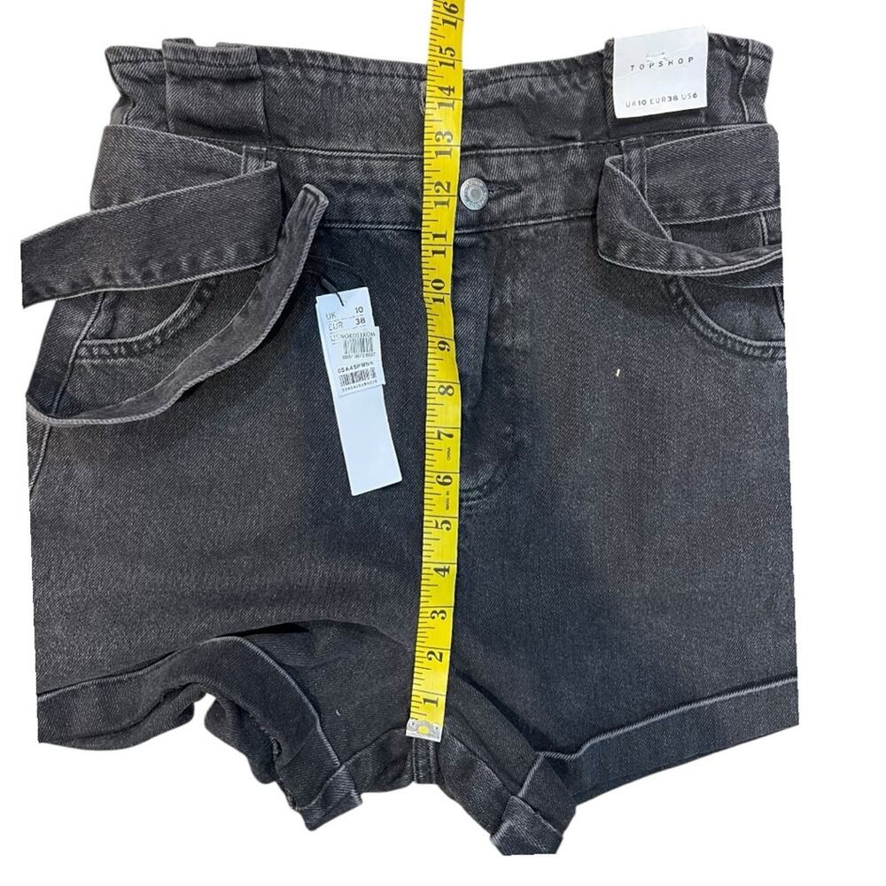 Topshop Washed Black Grey Paper Bag High Rise Denim Jean Shorts 6 NWT - Picture 13 of 13